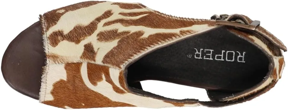 ROPER Womens Mika Cow Peep Toe Shootie Pumps Dress Casual Casual Mid Heel 2-3" - Brown