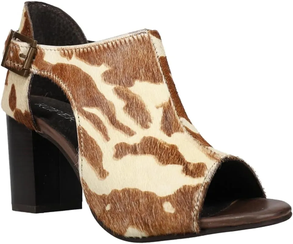 ROPER Womens Mika Cow Peep Toe Shootie Pumps Dress Casual Casual Mid Heel 2-3" - Brown