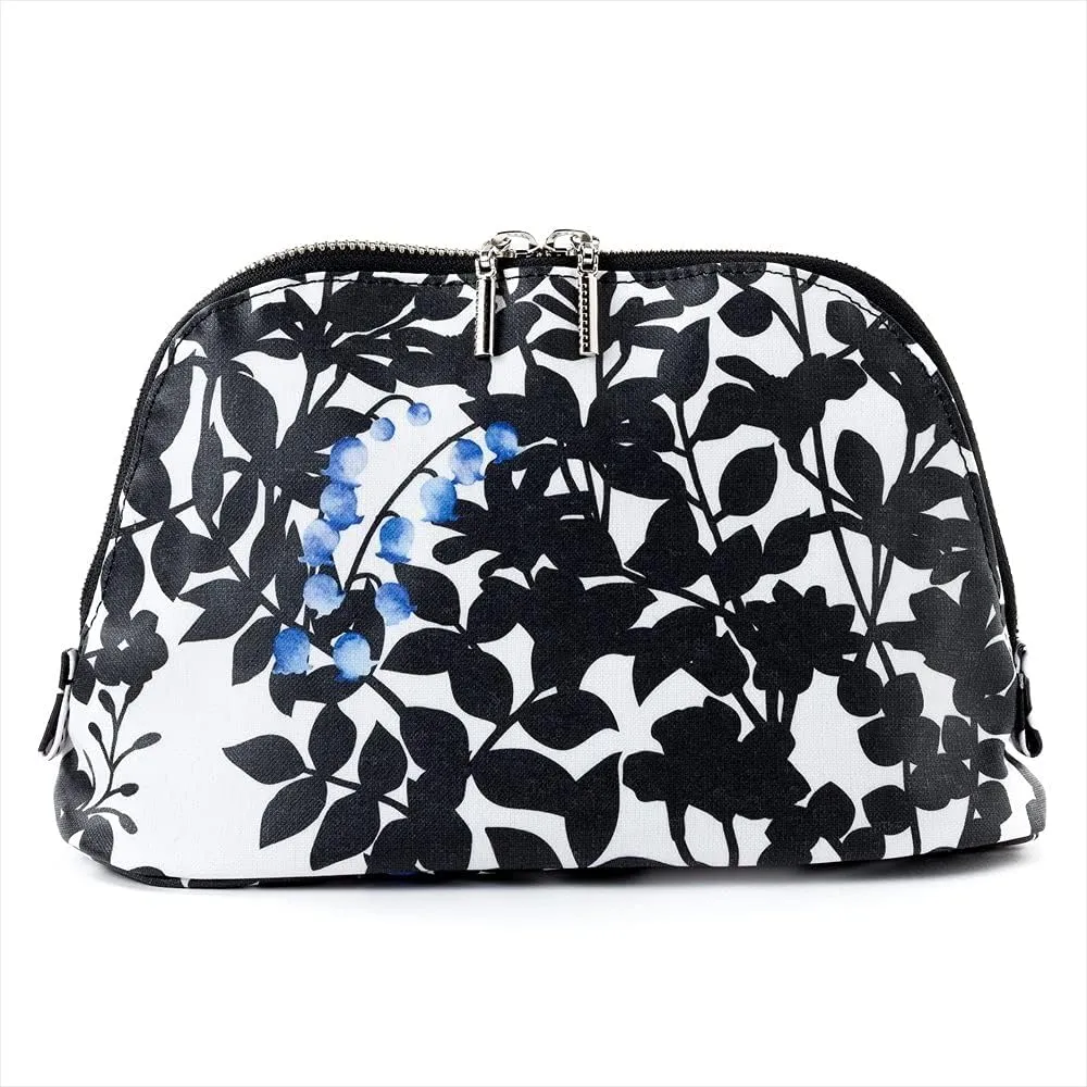 Round pouch riri-obuzabare- Lily of the Valley Botanical Pattern Floral Make-up Cosmetic Bag Travel Makeup Pouch Nylon Make-up Cosmetic Bag Fashion Make-up Cosmetic Bag Cute - -