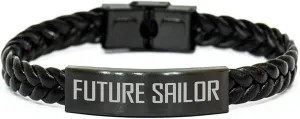 Sailor's Future Ahead, Interlaced Leather Bracelet, Valentine's Unique Gifts, Gifts from Men to Future Sailors, Future Sailor Jewelry
