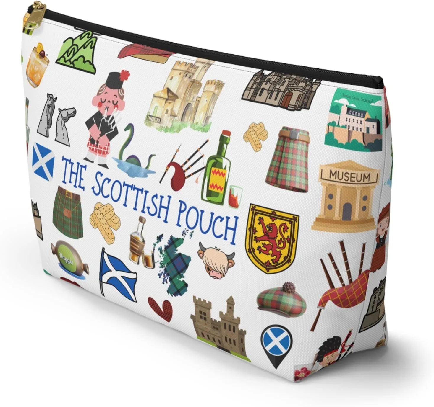 Scottish Pouch Travel Bag for Scottish, Tartan Utility Bag, Scotland Accessory Pouch, Scottish Gift Bag