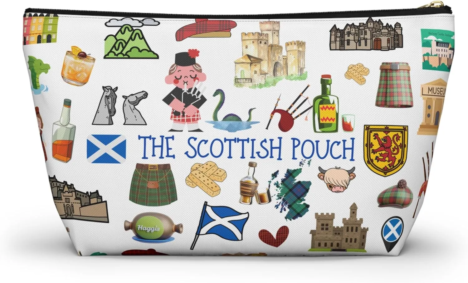 Scottish Pouch Travel Bag for Scottish, Tartan Utility Bag, Scotland Accessory Pouch, Scottish Gift Bag