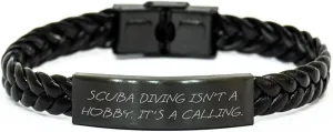 Scuba Diving Gifts for the Passionate Scuba Diver - Scuba Diving Isn't A Hobby. It's A Calling. Interlaced Leather Men's Watch Bracelet for Father's Day Unique Gifts from Mom
