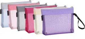 Sea Team 6pcs Multicolored Portable Travel Toiletry Pouch Nylon Mesh Cosmetic Makeup Organizer Bag with Zipper (ST-CB0616)