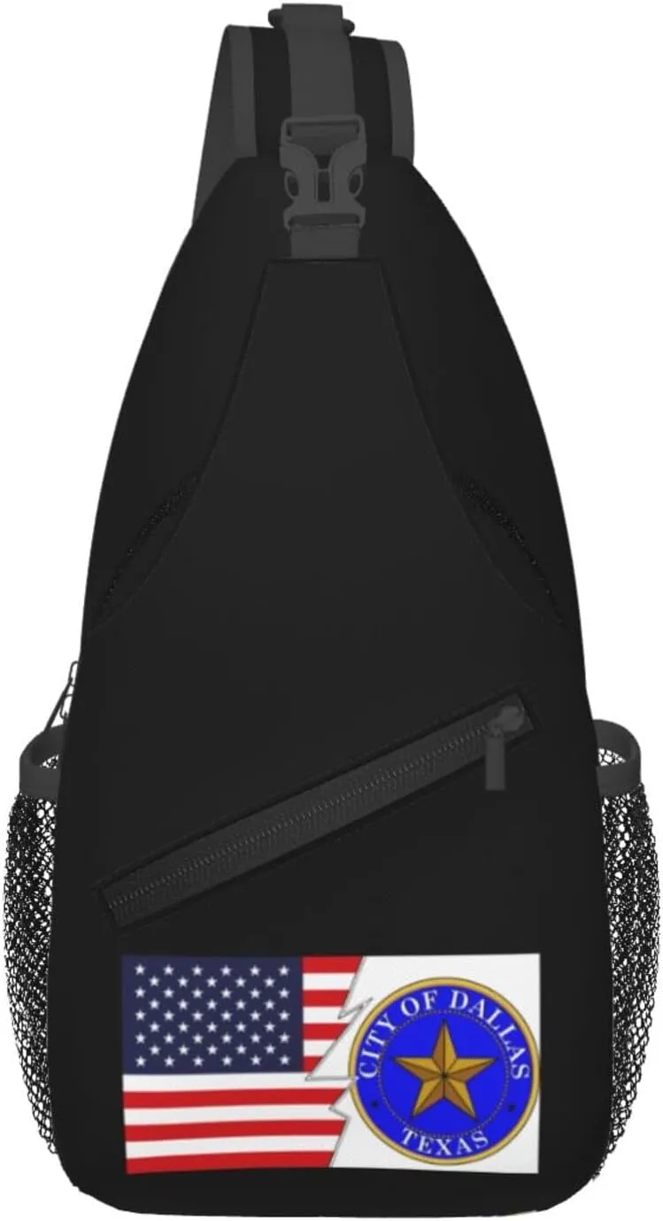 Seal Of Dallas And America Crossbody Bags For Women Men Chest Backpack Gym Shoulder Bag Travel Outdoor Sports Casual Crossbody Bags