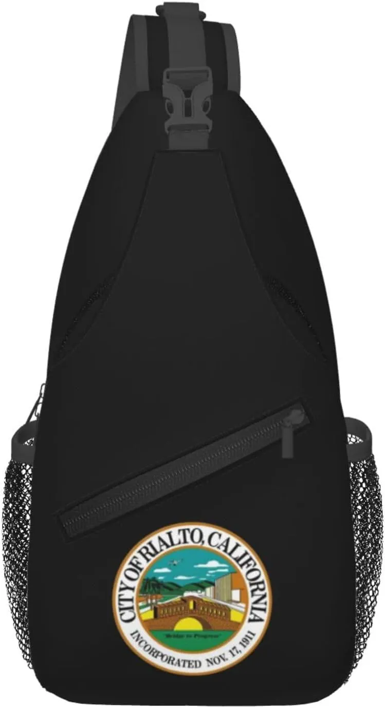 Seal Of Rialto, California Crossbody Bags For Women Men Chest Backpack Gym Shoulder Bag Travel Outdoor Sports Casual Crossbody Bags