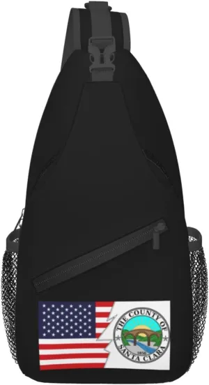 Seal Of Santa Clara County, California And America Crossbody Bags For Women Men Chest Backpack Gym Shoulder Bag Travel Outdoor Sports Casual Crossbody Bags