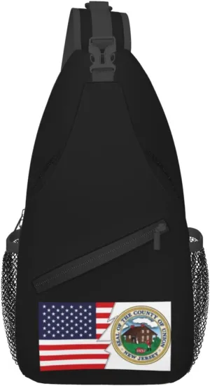 Seal Of Union County, New Jersey And America Crossbody Bags For Women Men Chest Backpack Gym Shoulder Bag Travel Outdoor Sports Casual Crossbody Bags