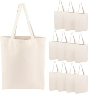 Segarty Small Canvas Tote Bag, 12 Pack 15x16 Blank Canvas Tote for Women, Reusable Bag Aesthetic with Natural Cotton and Shoulder Strap, Bulk for DIY, Grocery Shopping, Beach, Travel，Gift