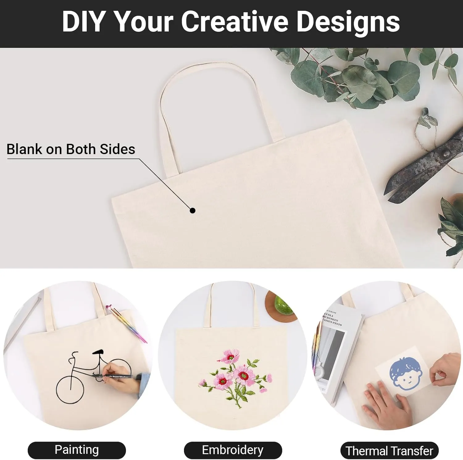 Segarty Small Canvas Tote Bag, 12 Pack 15x16 Blank Canvas Tote for Women, Reusable Bag Aesthetic with Natural Cotton and Shoulder Strap, Bulk for DIY, Grocery Shopping, Beach, Travel，Gift