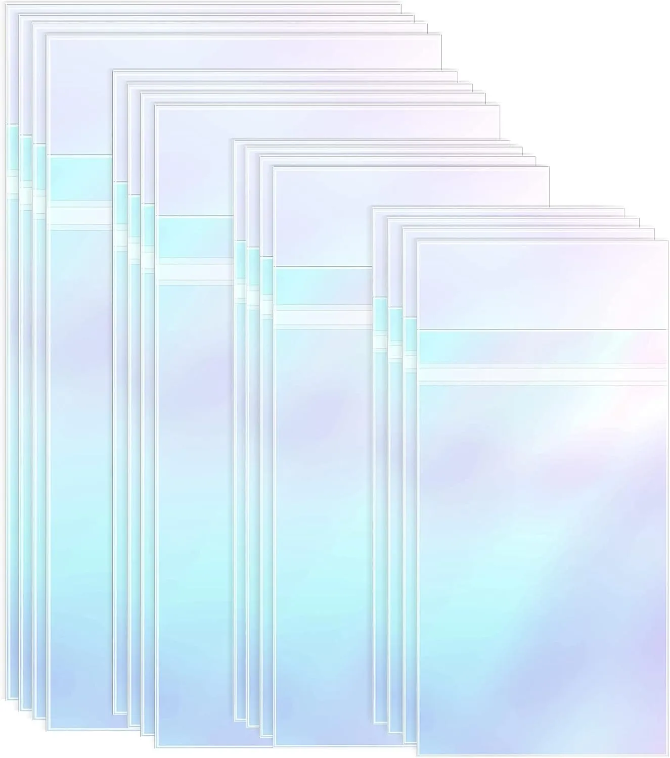 Sepamoon 4 Size 240 Pcs Resealable Reliable Bags Iridescent Holographic Cellophane Treat Bag for Candy Aluminum Foil