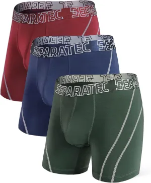 Separatec Dual Pouch Underwear for Men Moisture Wicking Breathable and Soft Men's Underwear Boxer Briefs with Fly 3 or 6 Pack