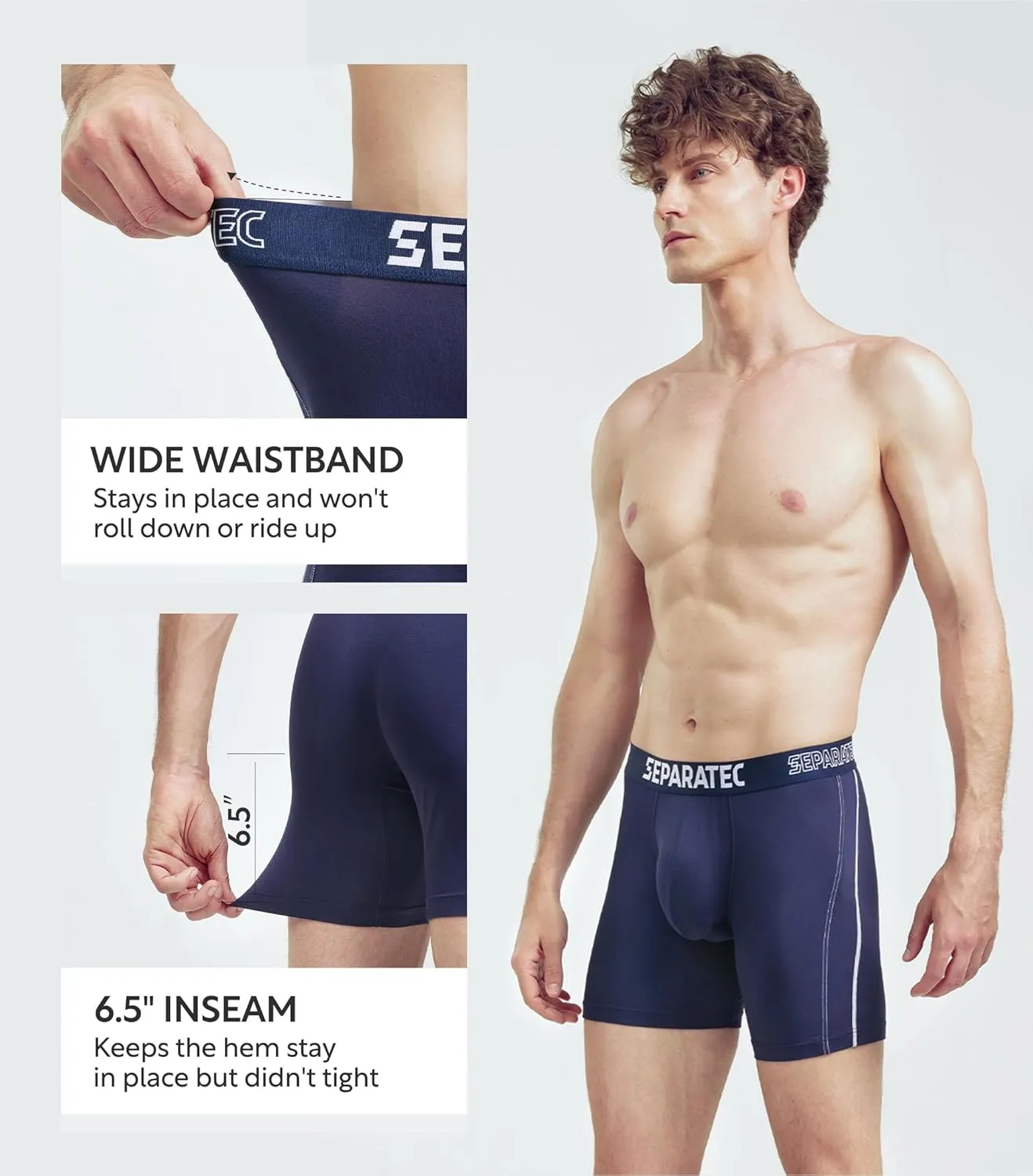 Separatec Dual Pouch Underwear for Men Moisture Wicking Breathable and Soft Men's Underwear Boxer Briefs with Fly 3 or 6 Pack