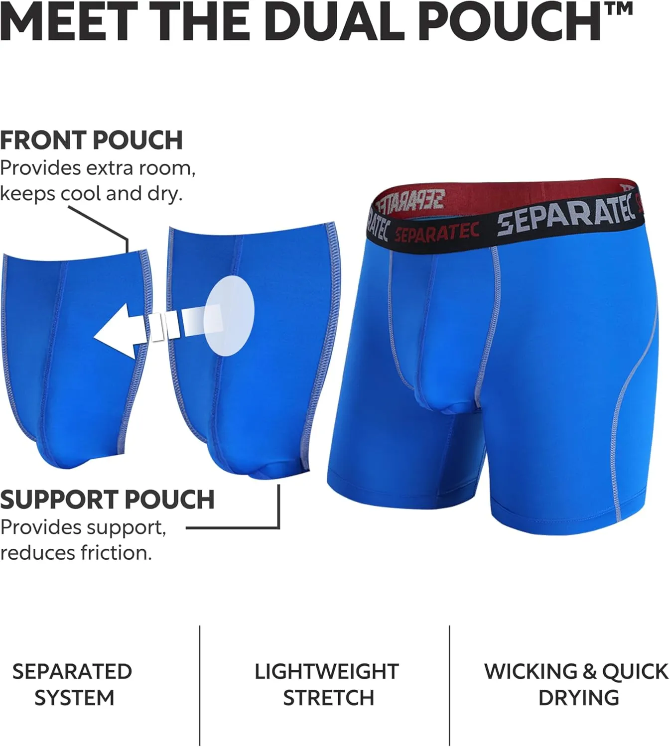Separatec Mens Underwear with Pouch for balls Anti Chafing Underwear Men Athletic Sport Performance Long Boxer Briefs 3 Pack