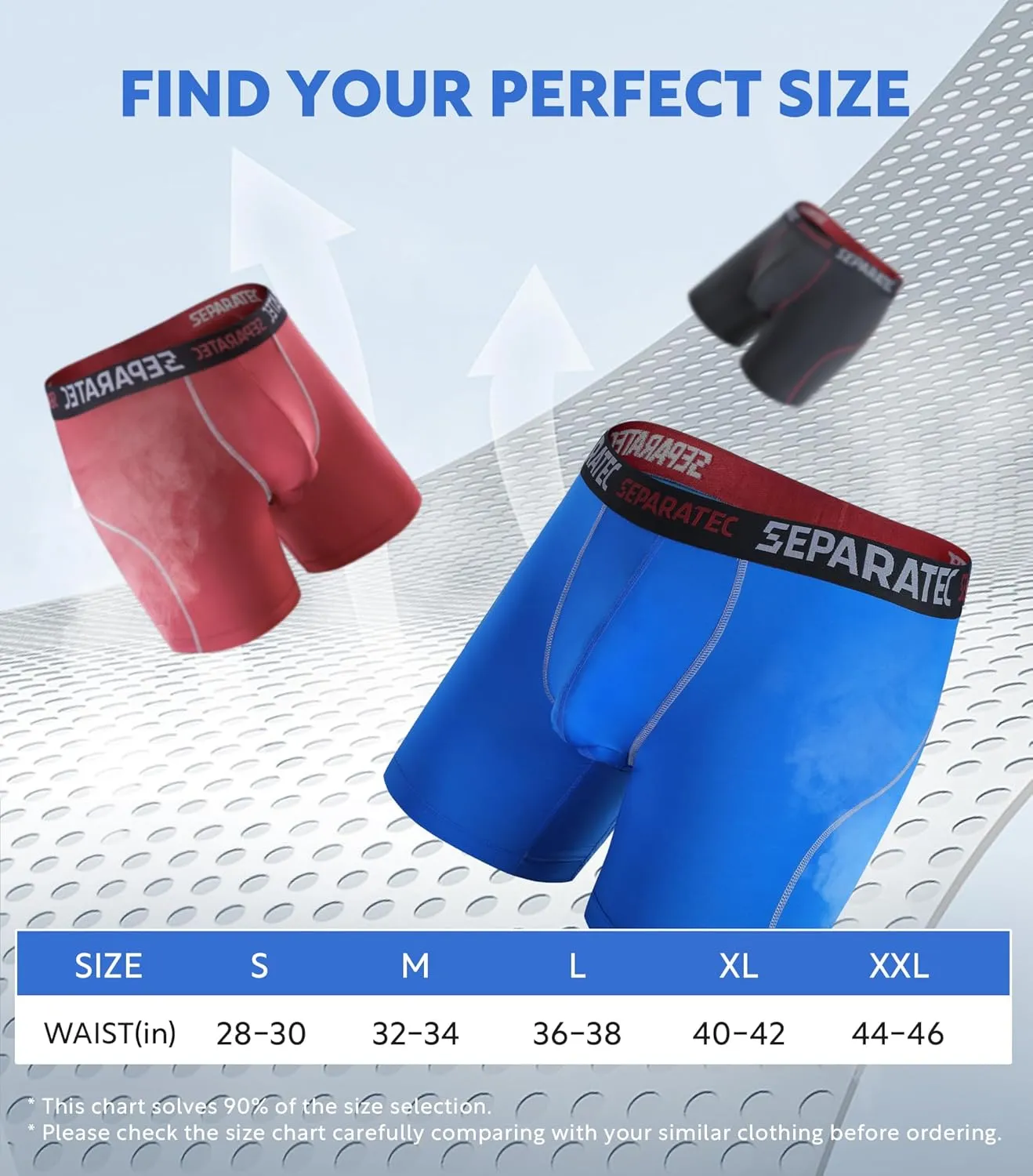 Separatec Mens Underwear with Pouch for balls Anti Chafing Underwear Men Athletic Sport Performance Long Boxer Briefs 3 Pack