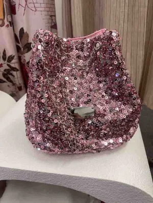 Sequin Pouch Bag - Pink