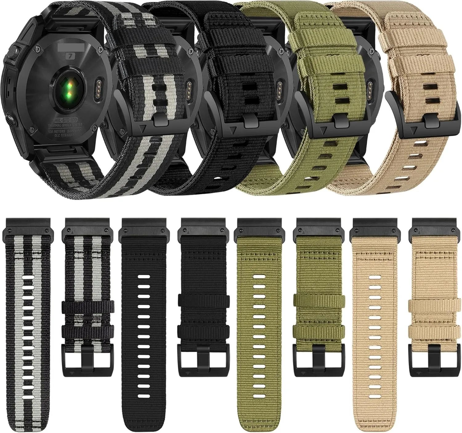SERDAS Braided Canvas Strap，For Garmin Fenix 7 6X 6S 6 Pro 5X 5 5S 3HR Bracelet Belt，For Garmin Watch Band 22mm 26mm Sport Wristband