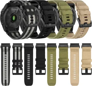 SERDAS Braided Canvas Strap，For Garmin Fenix 7 6X 6S 6 Pro 5X 5 5S 3HR Bracelet Belt，For Garmin Watch Band 22mm 26mm Sport Wristband