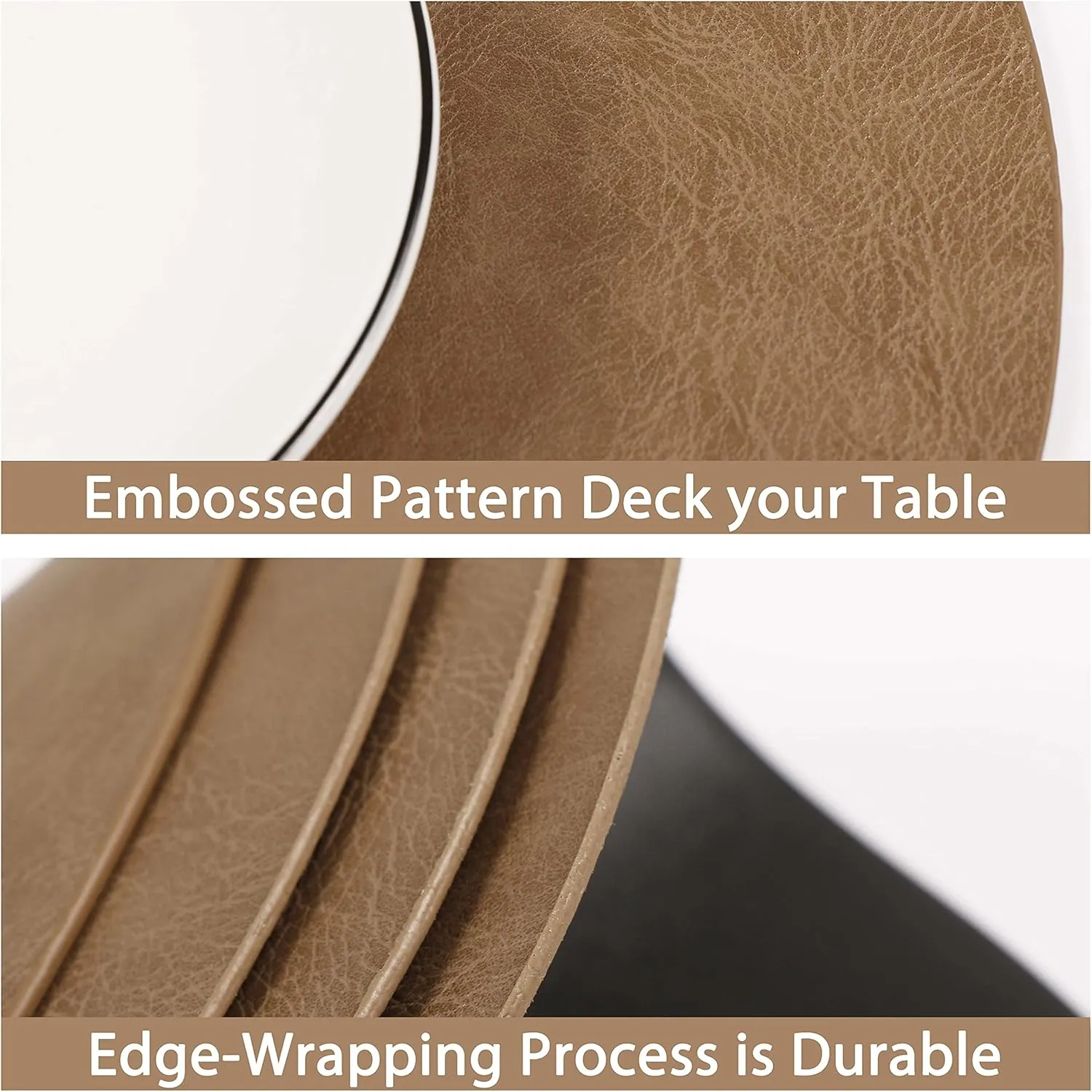 Set of 6 Embossed PU Leather Placemats, Waterproof Coffee Coasters, Kitchen Table Mats, Easy to Wipe Off for Dining Round Table
