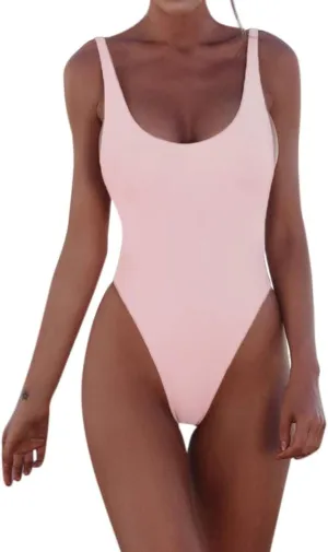 Sexy One Piece Swimsuits for Women High WAIS Slimming Solid Color Backless Bathing Suit Push up Slimming Swimwear