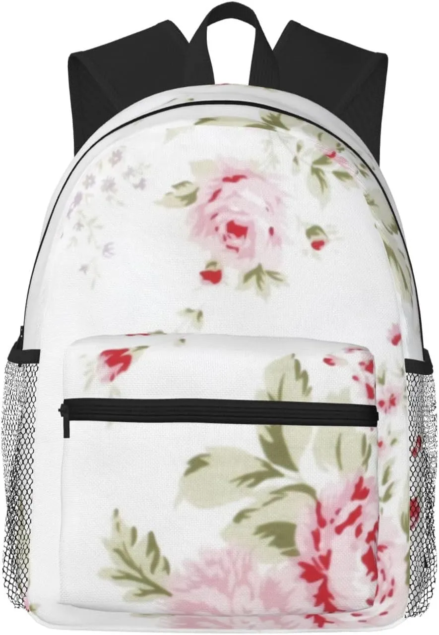 Shabby Chic Rose Floral Lightweight Packable Backpack Travel Casual Hiking Daypack Foldable Backpack For Men Women