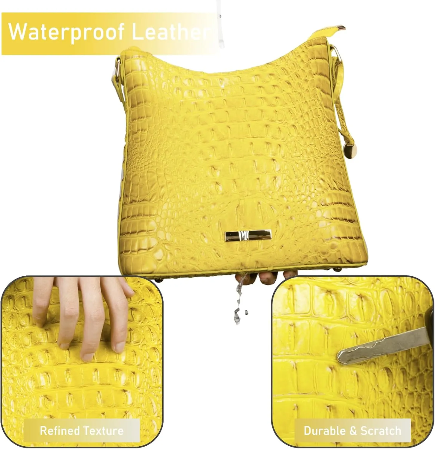 Shoulder Crocodile Flat Handbags for Women trendy Ladies Shoulder Bag Embossed Pattern Leather Crossbody Purse