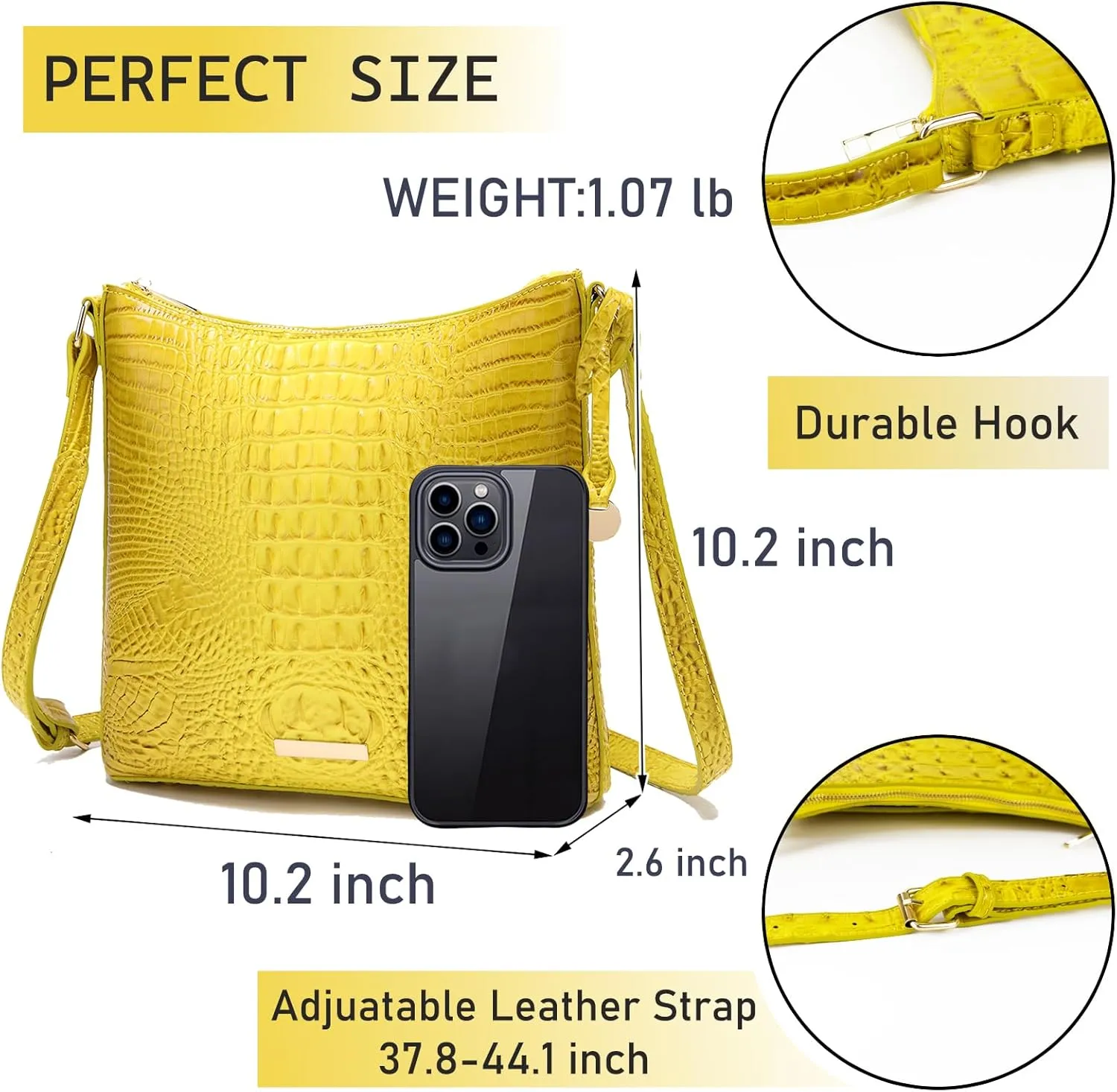 Shoulder Crocodile Flat Handbags for Women trendy Ladies Shoulder Bag Embossed Pattern Leather Crossbody Purse