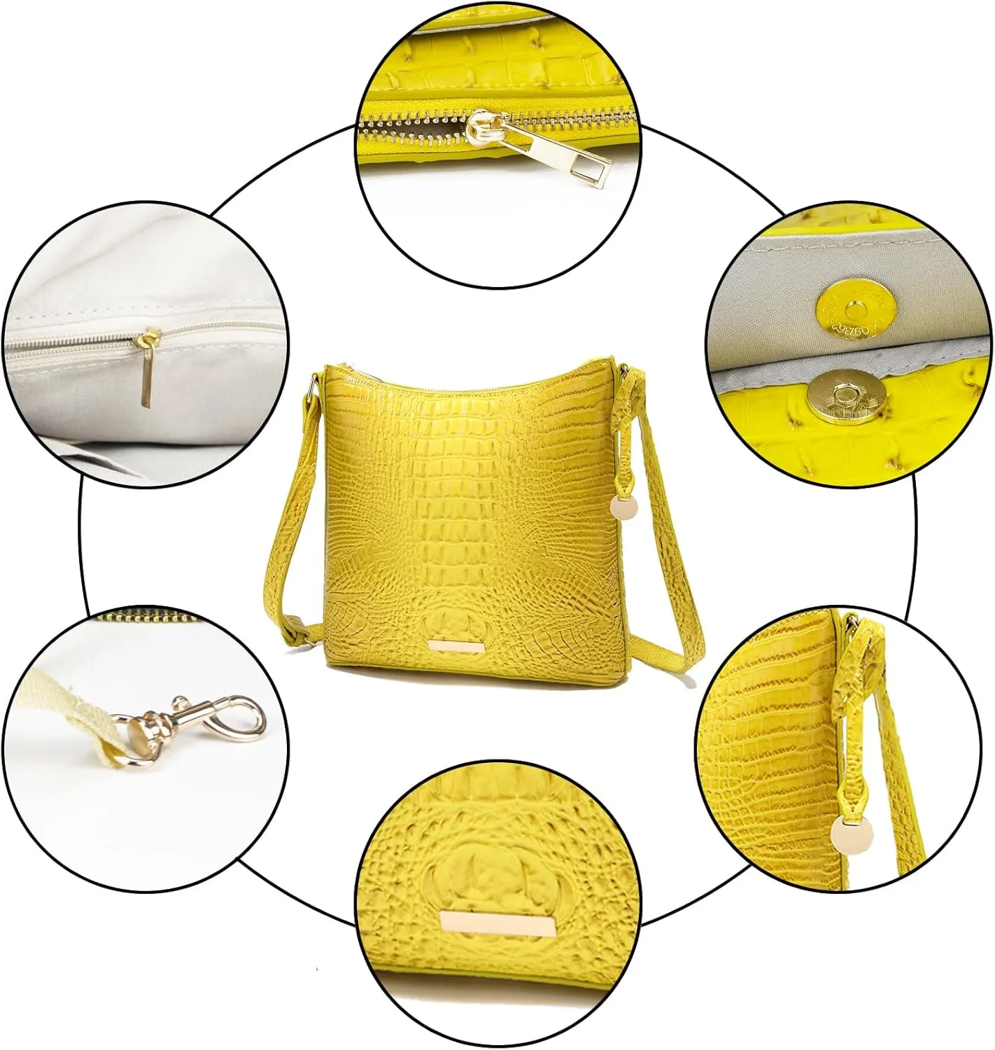 Shoulder Crocodile Flat Handbags for Women trendy Ladies Shoulder Bag Embossed Pattern Leather Crossbody Purse