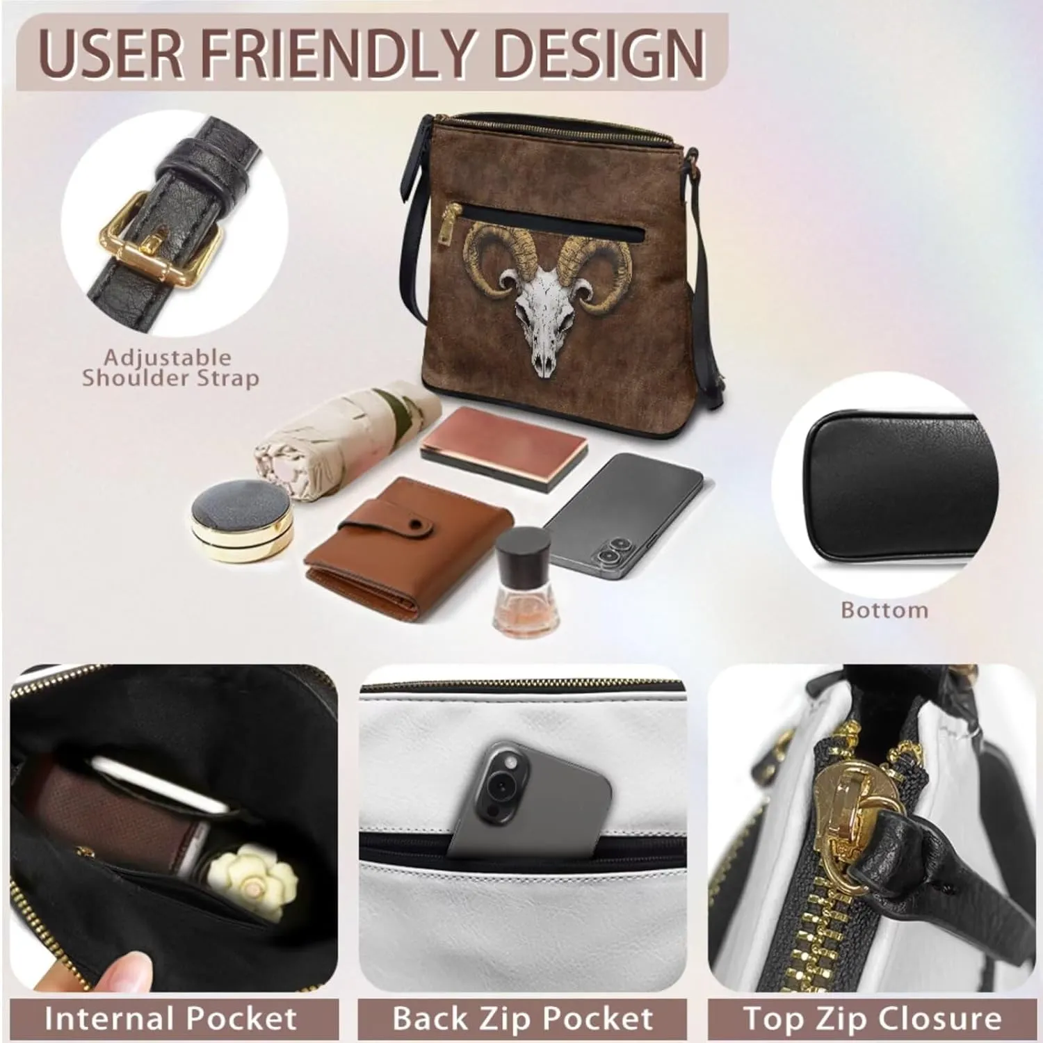 Shoulder Wallet 2Pcs, Leather Shoulder Bags with Belt Wallet Set of 2 Lightweight & Portable for Travel & Shopping