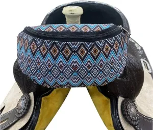 Showman Blue Aztec Print Insulated Nylon Saddle Pouch