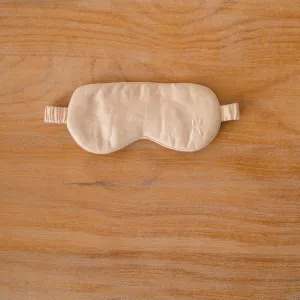 Silk Sleep Mask with Storage Bag, Beige, Elastic Band (Peach)