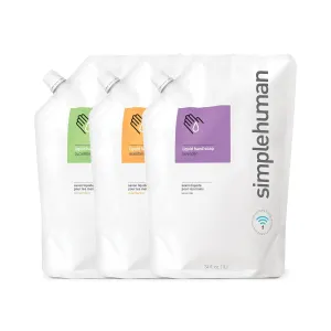 simplehuman Nature-Inspired Hand Soap Mix - Moisturizing Liquid Refill Pouch, Geranium, Lavender, Spring Water Scent, 34 Fl. Oz. (3-Pack)