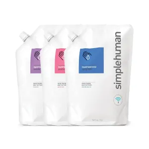 simplehuman Refreshing Botanical Hand Soap Mix - Moisturizing Liquid Refill Pouch, Orange, Cucumber, Lavender Scent, 34 Fl. Oz. (3-Pack)
