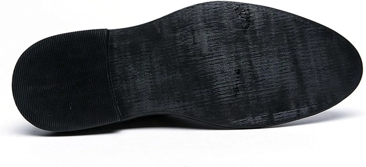 Single Season Dress Shoes for Men Lace Up Brogue Embossed Breathable Shoes Vegan Leather Slip Resistant Rubber Sole Block Heel Non Slip Prom Very Popular Among Young People