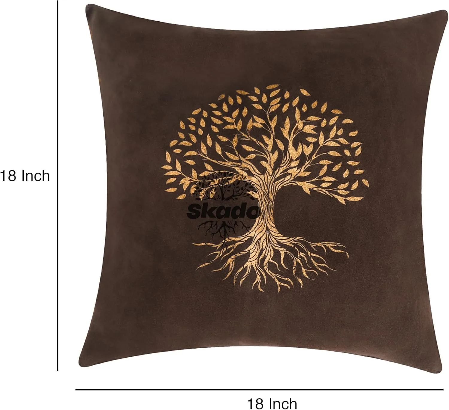 SKADO Genuine Suede Leather Pillow Cover – Decorative Throw Covers Sofa Cushion Case for Living Room – Cowhide Brown Leather Covers for Bedroom 18 X 18 Inches