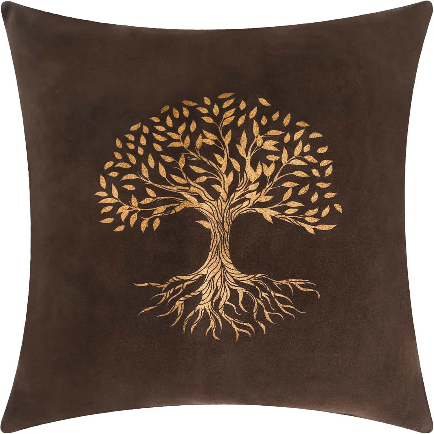 SKADO Genuine Suede Leather Pillow Cover – Decorative Throw Covers Sofa Cushion Case for Living Room – Cowhide Brown Leather Covers for Bedroom 18 X 18 Inches