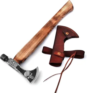 Skull Axe, Viking Axe, Camping Axe, Hunting Axe, Carving Axe, Bearded, One-of-a-Kind, Engraved Blade, ARSAXE07