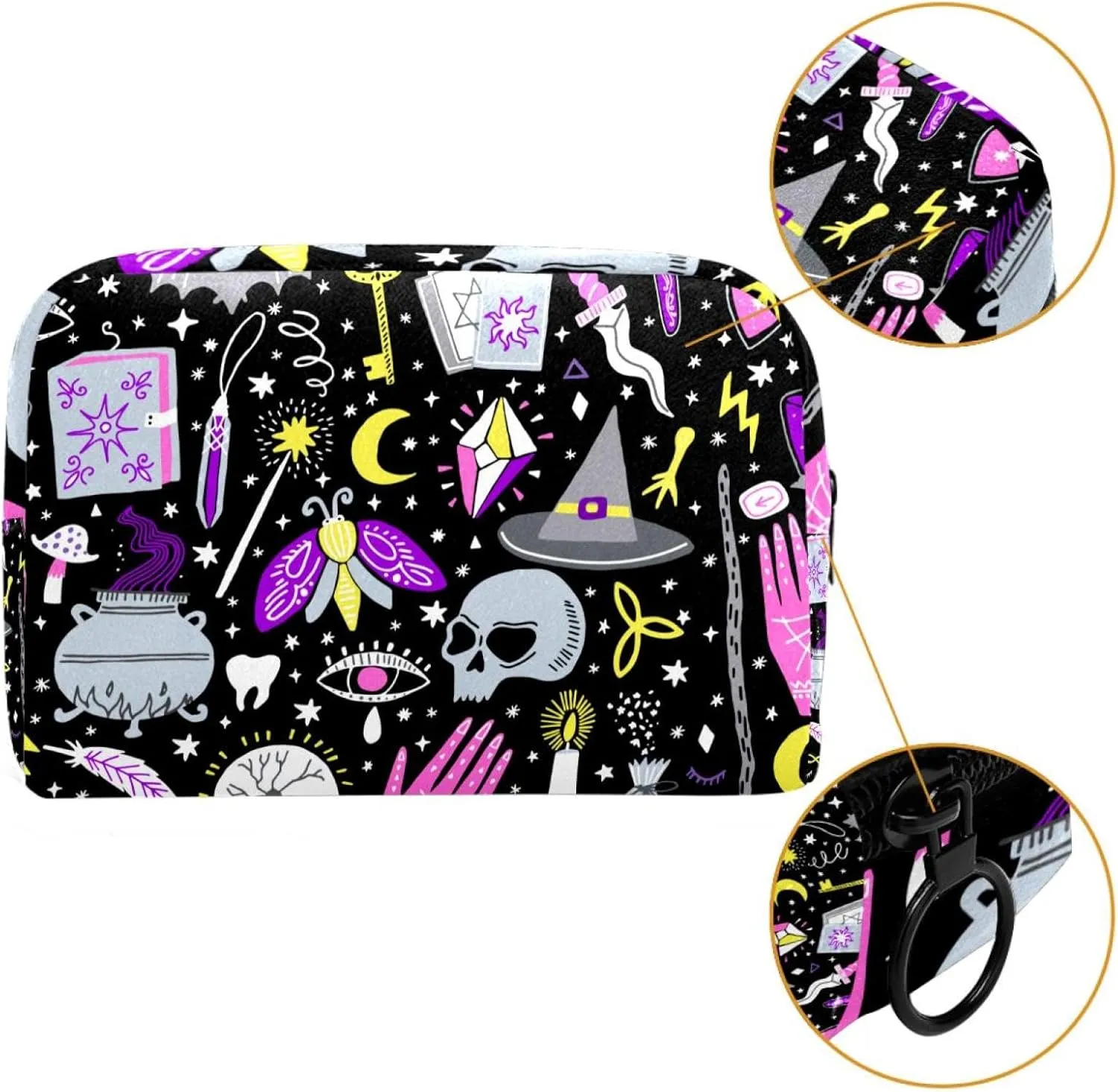 Skull Magical Pattern Small Makeup Bag for Purse, Portable Cosmetic Bag Zipper Makeup Pouch for Women, Stationery, Toiletries, Travel Accessories