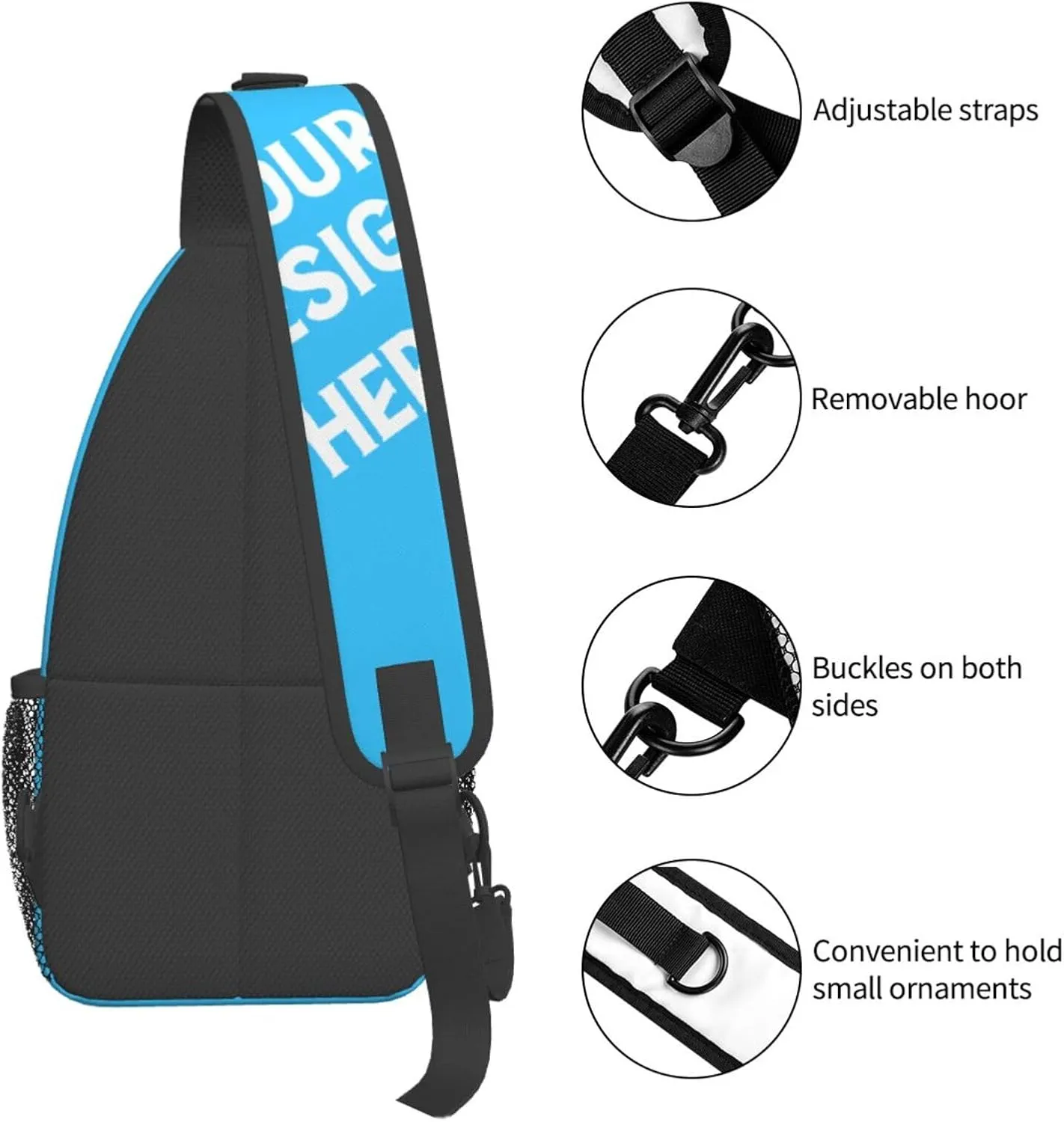 Sling Backpack for Men&Women Personalized Crossbody Sling Bags with Photo Name Logo Customized Chest Bag Travel Hiking
