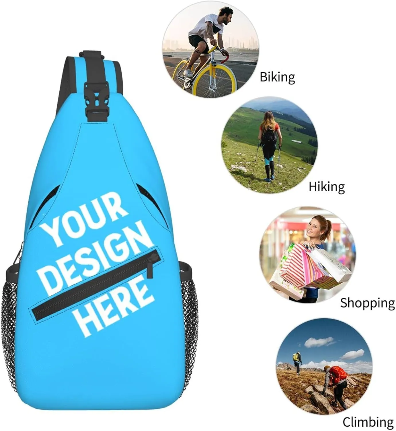 Sling Backpack for Men&Women Personalized Crossbody Sling Bags with Photo Name Logo Customized Chest Bag Travel Hiking