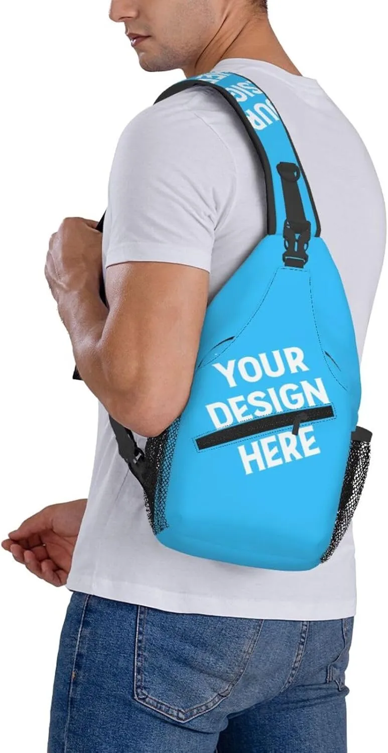 Sling Backpack for Men&Women Personalized Crossbody Sling Bags with Photo Name Logo Customized Chest Bag Travel Hiking