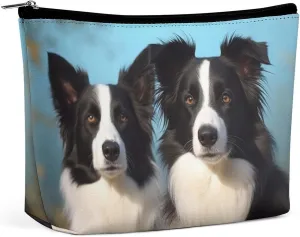 Small Cosmetic Bag Elegant Roomy Border Collie Makeup Bags Portable Zipper Pouch Lipstick Bag Travel Toiletry Bag for Best Friend Gift