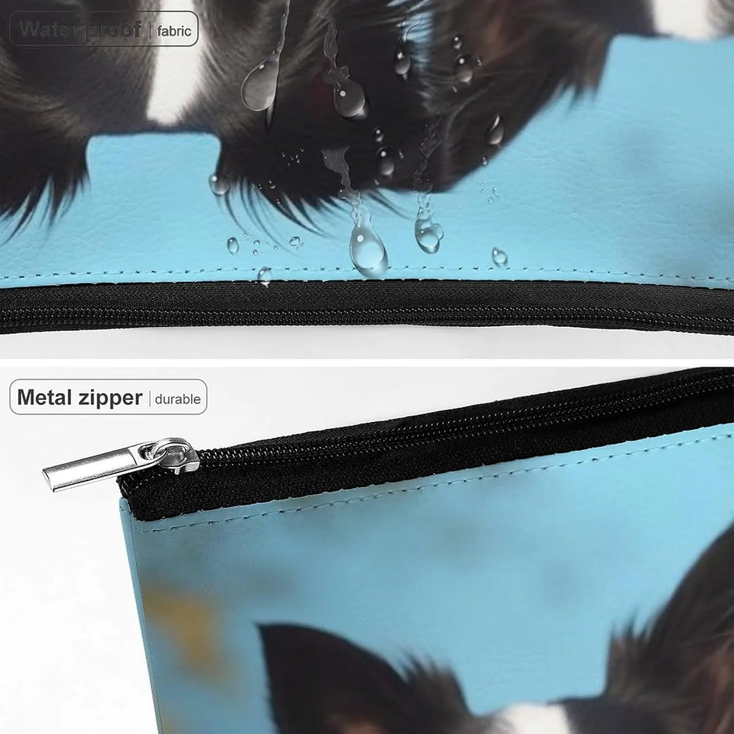 Small Cosmetic Bag Elegant Roomy Border Collie Makeup Bags Portable Zipper Pouch Lipstick Bag Travel Toiletry Bag for Best Friend Gift