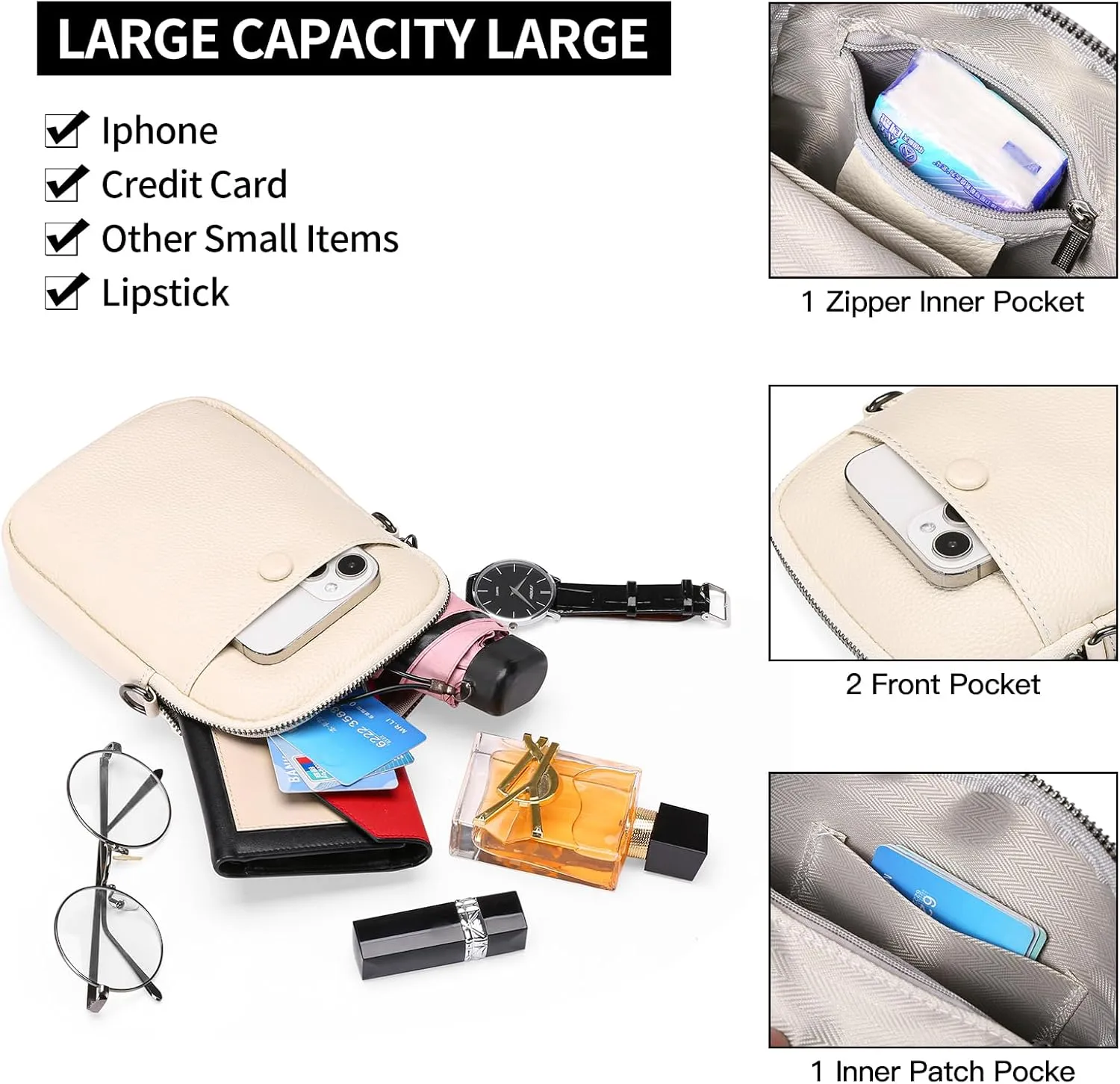 Small Crossbody Bags for Women Leather cell Phone Bag Wallet Purse with Credit Card Slots Adjustable Strap