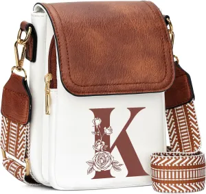 Small Personalized Initial Crossbody Bag for Women Cell Phone Leather Purse Wallet Birthday Gift