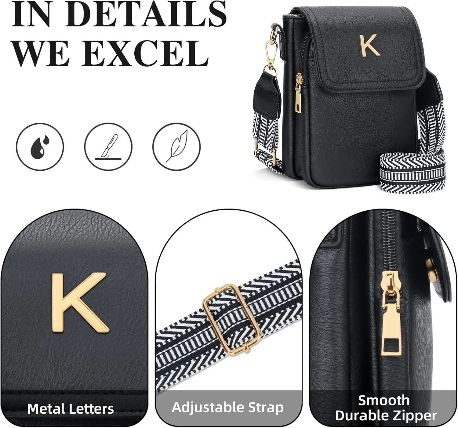 Small Personalized Initial Crossbody Bag for Women Cell Phone Leather Purse Wallet Birthday Gift