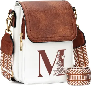 Small Personalized Initial Crossbody Bag for Women Cell Phone Leather Purse Wallet Birthday Gift