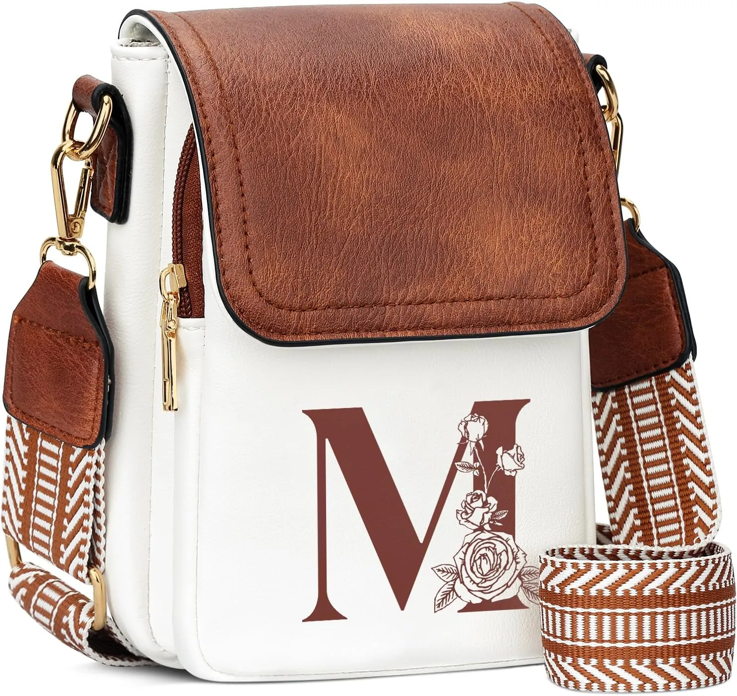 Small Personalized Initial Crossbody Bag for Women Cell Phone Leather Purse Wallet Birthday Gift