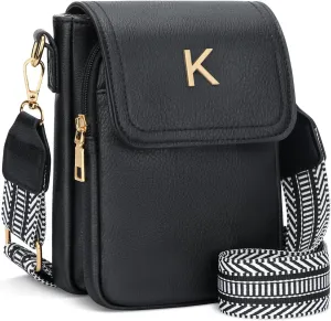 Small Personalized Initial Crossbody Bag for Women Cell Phone Leather Purse Wallet Birthday Gift