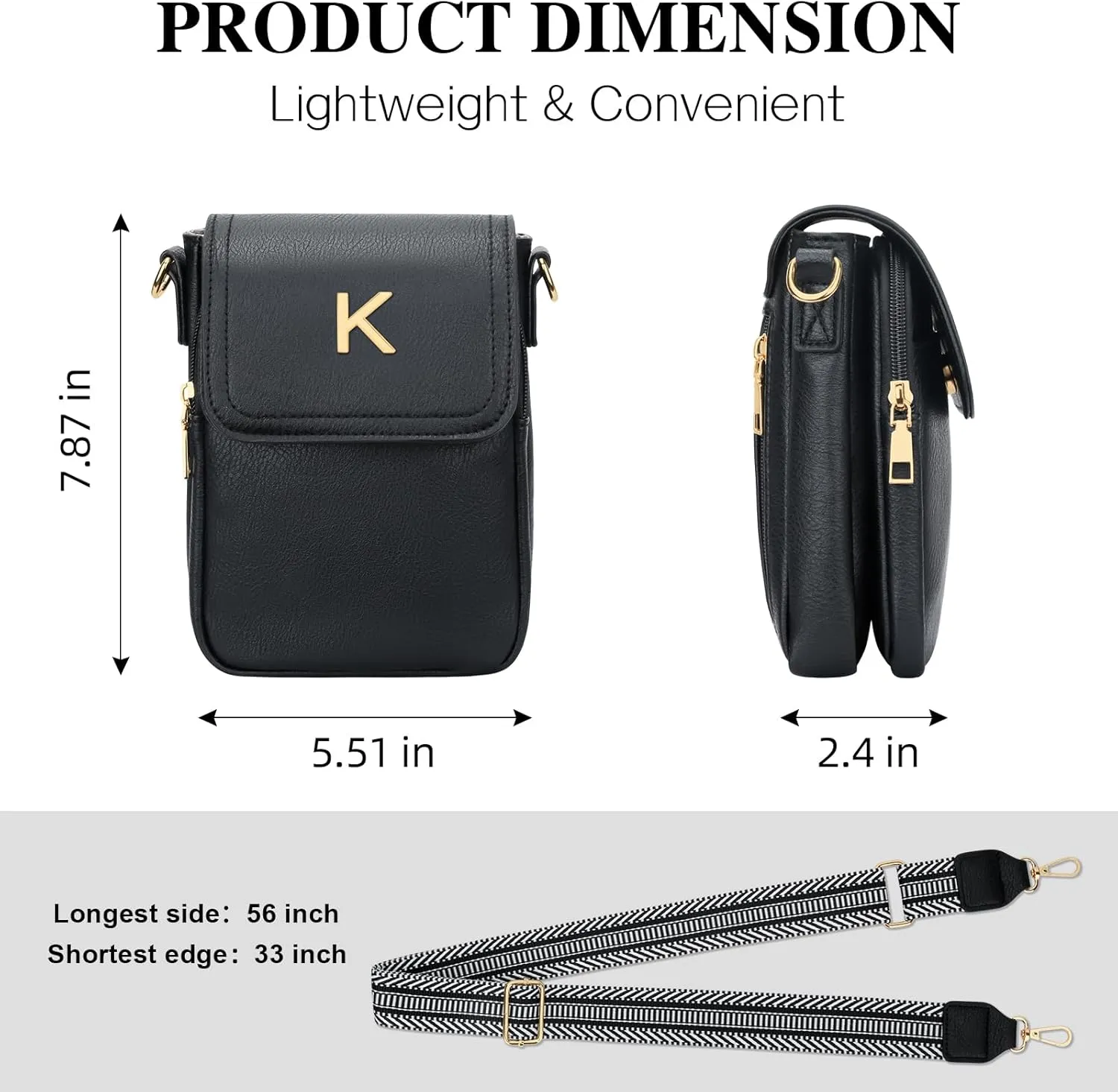 Small Personalized Initial Crossbody Bag for Women Cell Phone Leather Purse Wallet Birthday Gift
